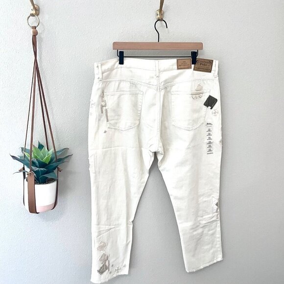 NWT POLO Ralph Lauren Avery Boyfriend Jean In Beaded Ivory Size 34 - Picture 9 of 13